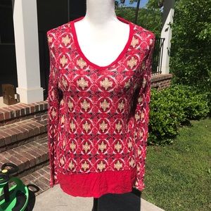 Chip & Pepper sweater red gold geometric XS